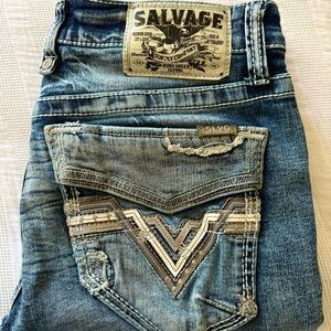 Salvage Distressed Blue Denim Jeans